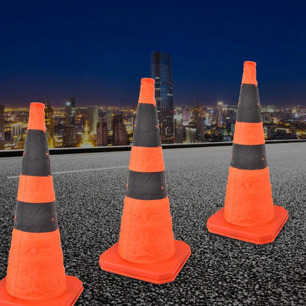 Retractable Warning Cone 70cm Reflective Hazard Cone For Barrier Caution Zone Use