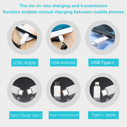 Six In One Charging Cable Spring Design Mobile Phone Fast Data Cord USB Cable