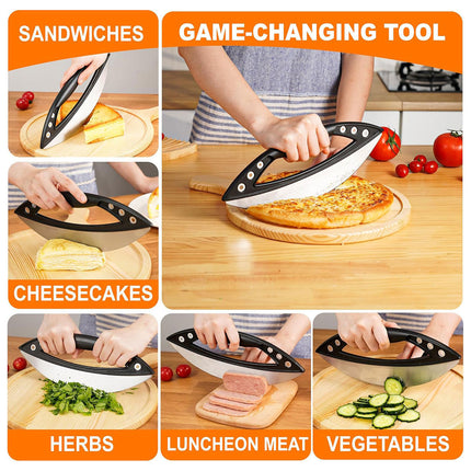 Pizza Cutter Food-Grade Stainless Steel with Protective Cover Black