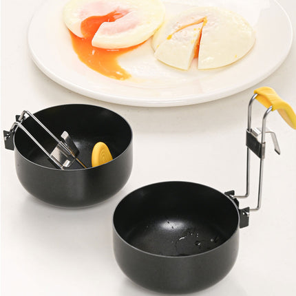 2PCS Collapsible Ear Hanging Non-Stick Heat Resistant Round Egg Steamer