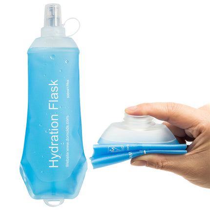 Folding Sports Water Bottle TPU Soft 150ml 250ml 500ml Dust Cap Travel Gym
