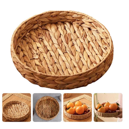 2pcs Rattan Fruit Tray Decorative Storage Trays Multipurpose Shelving Organizer
