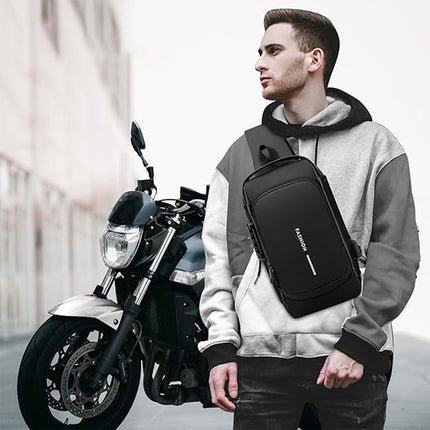 Multi-functional Combination Lock Chest Bag with USB Charging Port
