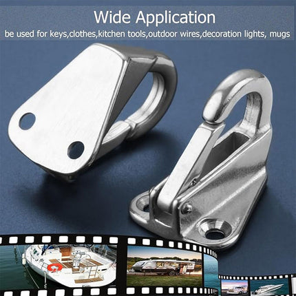 3PCS Stainless Steel Spring Hooks Heavy Duty Clip Hook for Boat Coat Hanger Use