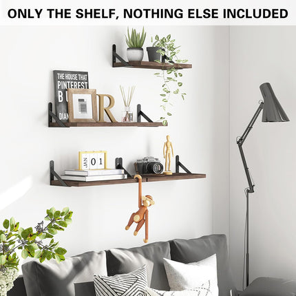 4 PCS Wooden Wall Shelf Single Board Wall Mounted Home Decor Living Room Bedroom