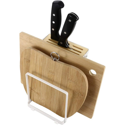Chopping Board and Knife Holder Rack Kitchen Organizer Shelf Stand Lid Storage