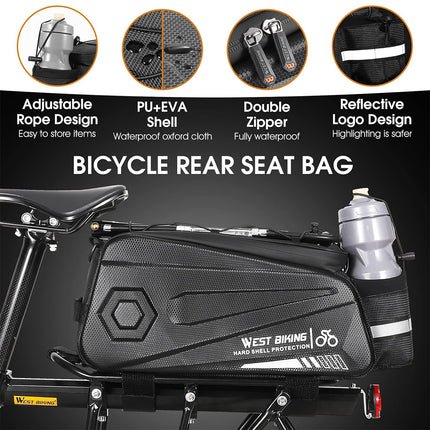 Bicycle Pannier Bag Hard Shell Large Capacity Waterproof for Cycling Touring Use
