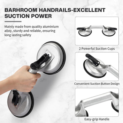 Heavy Duty Double Suction Cup Lifter for Glass Tile Aluminium Handle Strong