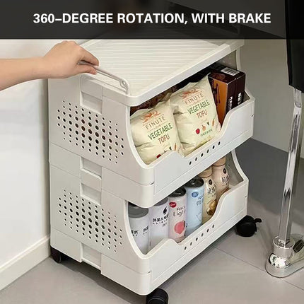Movable Rolling Cart Storage Shelf With Wheels For Home Kitchen Bathroom Durable