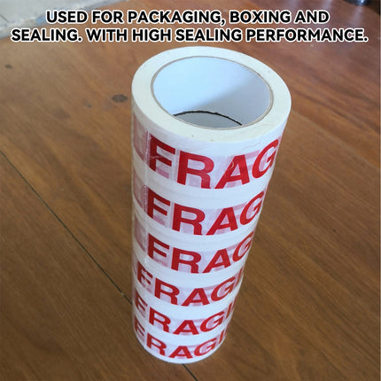Fragile Warning Tape 5 Rolls 4.8cm x 100m White Red Print for Packing Moving