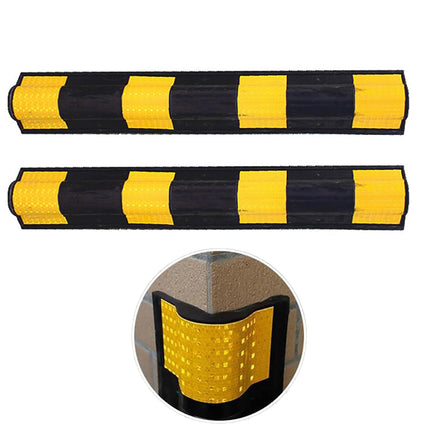 2PCS Parking Lot Corner Protector Heavy Duty Rubber Highlight Reflection Durable