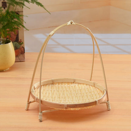 Bamboo Woven Handbasket Round Handle for Snacks Fruits Home Storage Decor