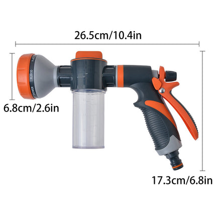 High Pressure Foam Spray Gun 8 Mode Garden Hose Nozzle Car Wash Cleaning Tool