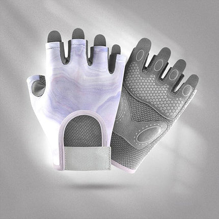 Fingerless Sports Gloves Non Slip Breathable Purple for Cycling