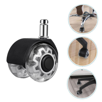 5PCS Silent Office Chair Caster Wheels Transparent Double Roller Replacement Set