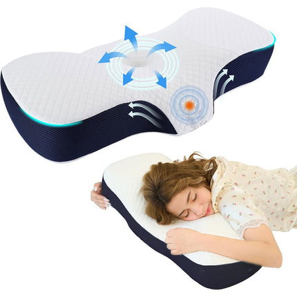 Memory Foam Neck Pillow Ergonomic Slow-Rebound with Tencel Mesh Cover