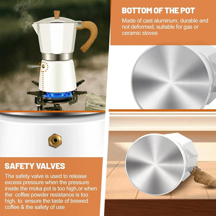 Portable Coffee Maker Wood Grain Handle Outdoor Manual Espresso Machine Camping