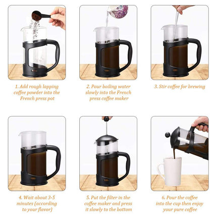350ml French Press Coffee Maker Hand Press Tea Brewer with Filter