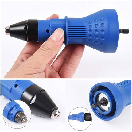 Electric Rivet Gun Set 3pcs Swivel Head Adapter Drill Riveting Tool Heavy Duty