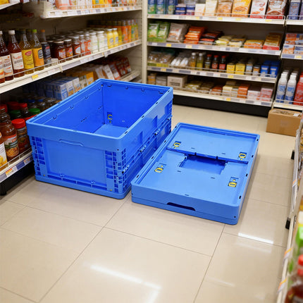 Foldable Plastic Storage Box Rounded Corner Design for Workshop Garage Home Use