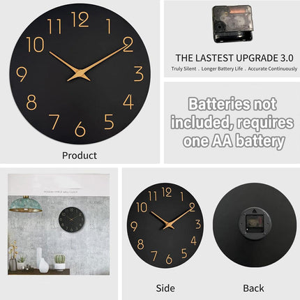 12 Inch Digital Wall Clock Simple Hanging Watch for Living Room Home Decoration