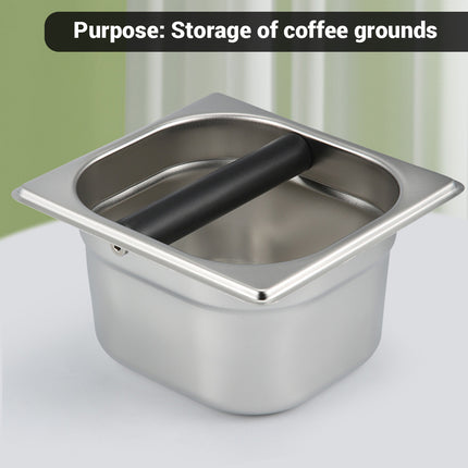 Stainless Steel Coffee Grounds Bucket Anti Splash Easy Clean for Home Cafe Use