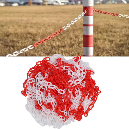 Plastic Warning Barrier Chain 25m Red White - Temporary Construction Use