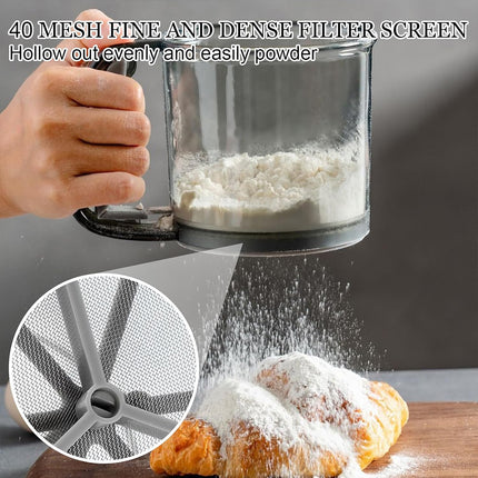 Semi Automatic Hand Held Flour Sifter Baking Powder Strainer Sieve Kitchen Tool