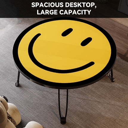 Foldable Small Table with Smiley Face Pattern Childrens Study Desk Play Table
