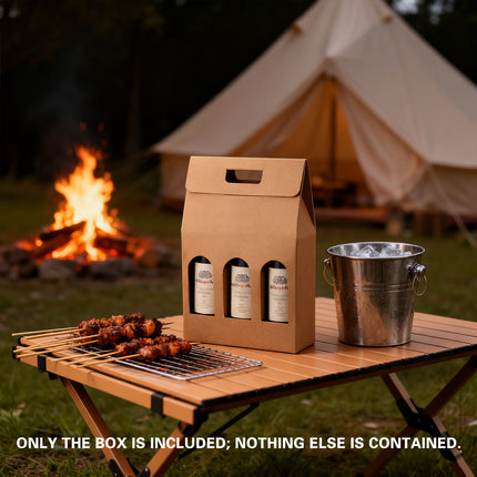 5PCS Handheld 3 Bottles Wine Gift Box Kraft Paper for Wine Bottles Gift Packaging