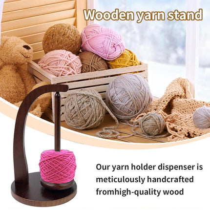 Wooden Rotating Yarn Holder Stand for Knitting Crochet Bobbin Wool Dispenser