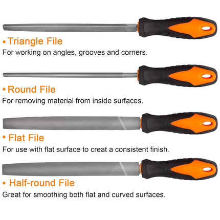 17 PCS Metal File Set Steel Grinding Tool Kit Iron Hand File Round Triangle