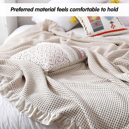 Waffle Sofa Blanket Thin Lightweight Throw Soft Cover Couch Bed Living Room Use