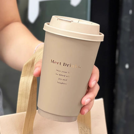 50PCS Coffee Paper Cups with Lids 330/380/500ml Disposable Takeaway Hot Drink