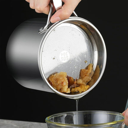 2L Large Capacity Stainless Steel Oil Filter Pot Leakproof Easy to Clean Durable