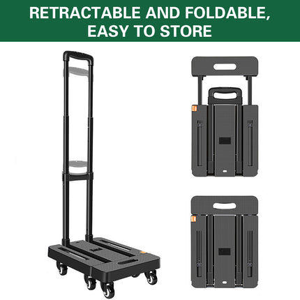 Foldable Trolley Cart Pull Rod Plastic Universal Wheel Shopping Carrier Use
