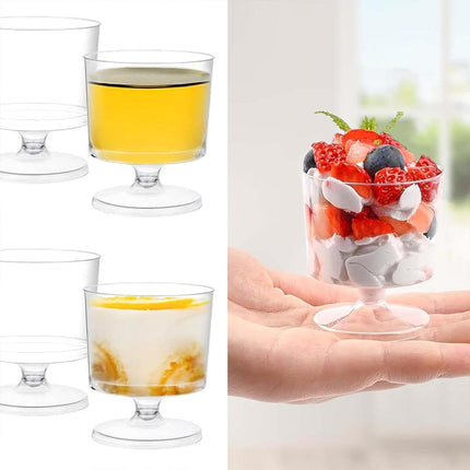 30pcs Clear Hard Plastic Mousse Cake Cup Pudding Ice Cream Dessert Serving Cups