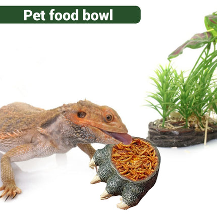 Lizard Claw Shaped Pet Food Water Bowl Durable Resin Non Slip Base Daily Use