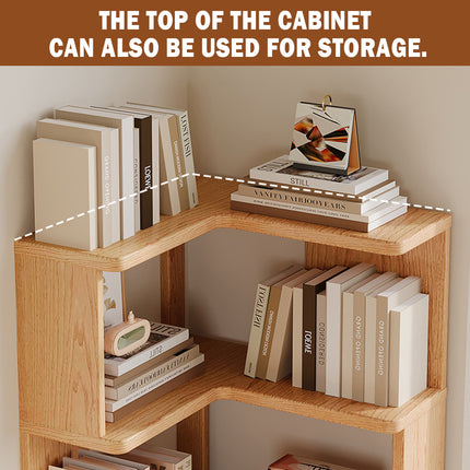 Solid Wood Corner Bookshelf for Home Floor Storage Shelf Sturdy Space Saving