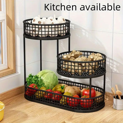 Fruit Basket 3 Tier Aesthetic Metal Stand for Kitchen Counter Dining Room Use