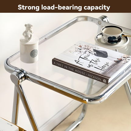 Foldable Transparent Small Coffee Table for Living Room Bedroom Space Saving