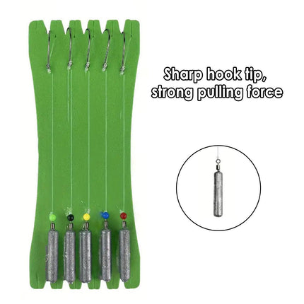 5 Pack Fishing Drop Hook Lead Sinker Bait Rig Board Tackle Accessories Set