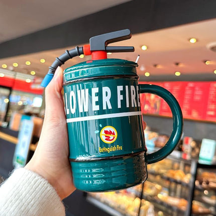 Creative Ceramic Mug Fire Extinguisher Shape Novelty Coffee Tea Cup Durable