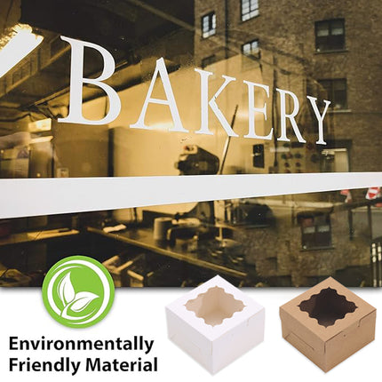 50PCS Cake Packaging Boxes Transparent Window Design 10.2x10.2x6.7cm Durable