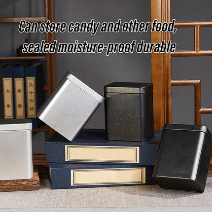 10PCS Tea Can Sealed Square Storage Box Solid Color Frosted Iron Container