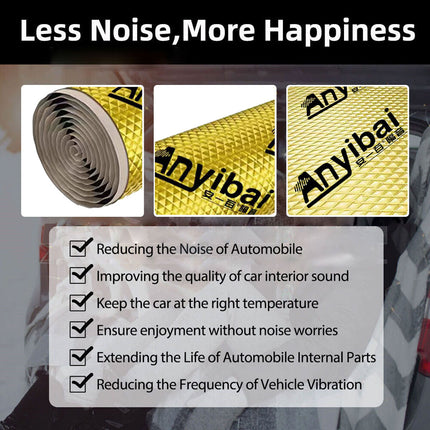 3.2m Car Sound Deadening Roll Self-Adhesive Noise Insulation Foam Doors Floors