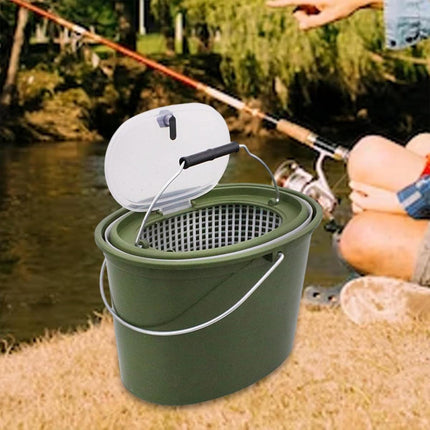 Portable Double Live Fish Bucket Breathable Fish Storage Container for Fishing