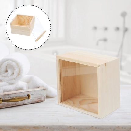 Solid Wood Storage Box with Acrylic Sliding Lid Pull Out Gift Packaging Case