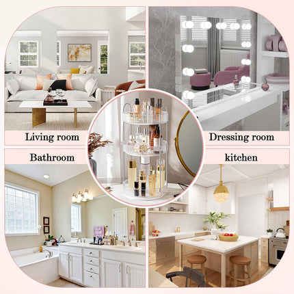 Rotating Vanity Storage Rack 360 Degree Cosmetic Organizer For Makeup Beauty