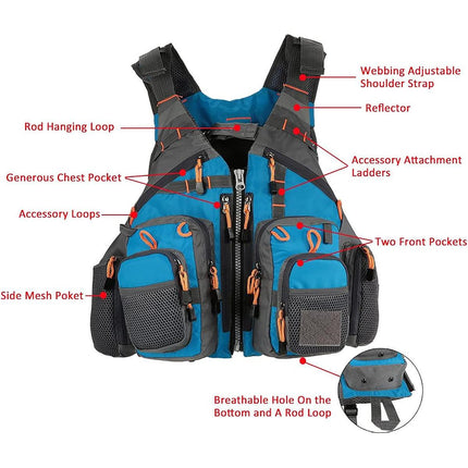 Fishing Vest with Multiple Pockets Lightweight Outdoor Floating Jacket